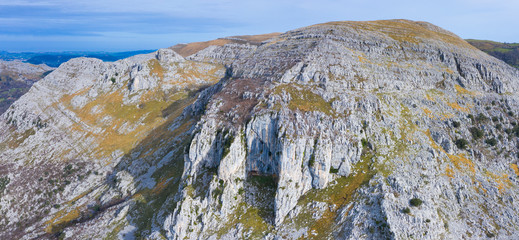 Landscape in Mirones, Aerial view of the Miera River Valley, Landscape in winter, Valleys Pasiegos, Cantabria, Spain, Europe