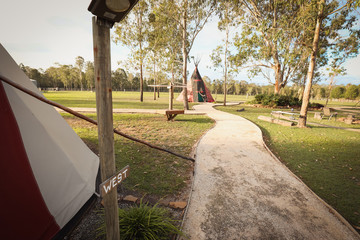 Tipi camp ground in New South Wales, Australia 