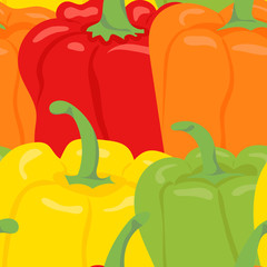 Seamless pattern. Bell pepper. Vegetables. Natural food and healthy nutrition. Flat vector illustration on a white background.