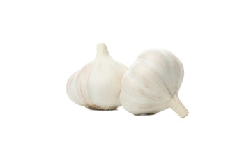 Fresh garlic bulbs isolated on white background