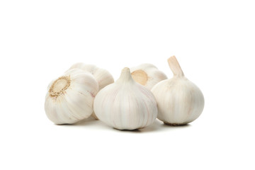 Fresh garlic bulbs isolated on white background
