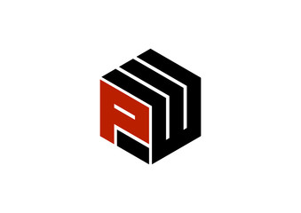 Letter PW hexagon simple logo design vector