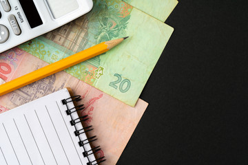 Pile of Ukrainian Hryvnia money close up