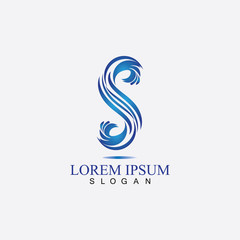 S letter water splash logo design template