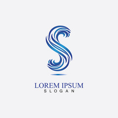 S letter water splash logo design template