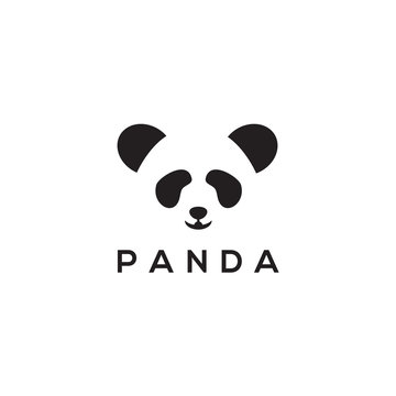 Panda head logo design vector template