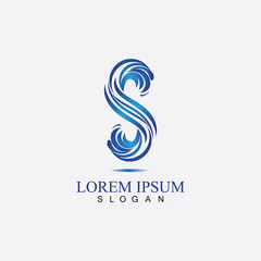 S letter water splash logo design template