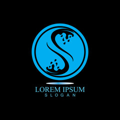 S letter water splash logo design template