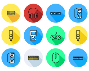Computer And Hardware icons set - Flat Vector