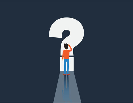 man and question mark, man in front of question mark, vector illustration