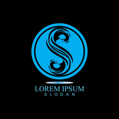 S letter water splash logo design template