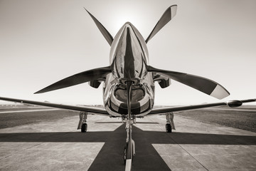 sportsplane on a runwayis waiting for take off