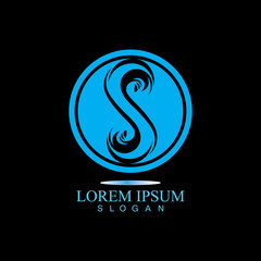 S letter water splash logo design template