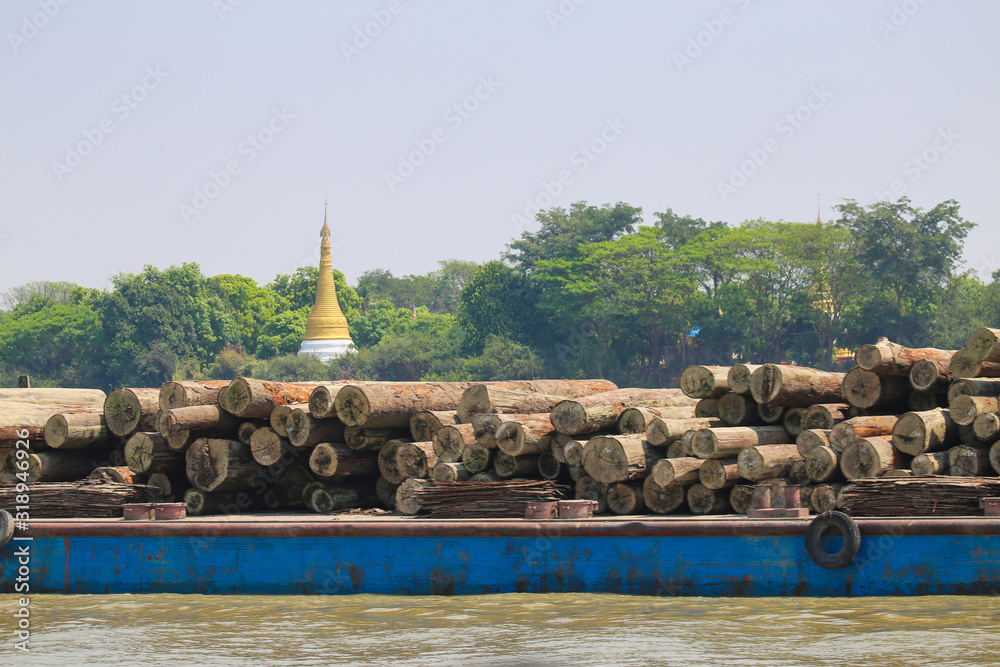 Wall mural ship on the irrawaddy river