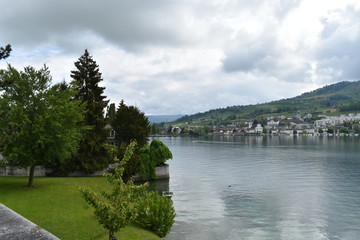 Fototapeta na wymiar Beautiful lake Lucerne and the chapel bridge