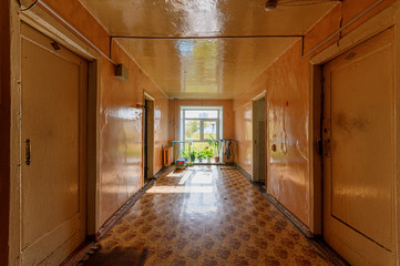 Russia, Moscow- September 10, 2019: interior room apartment public place staircase repair corridor
