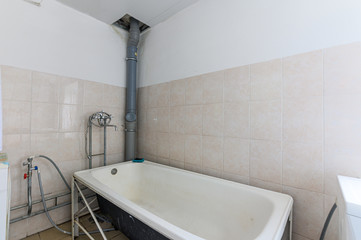 Russia, Moscow- September 10, 2019: interior room apartment public place bathroom, sink