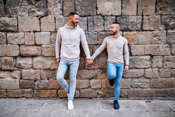 a young gay couple at Barcelona - gay concept