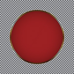 round red banner with golden frame and on transparent background