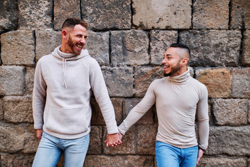 a young gay couple at Barcelona - gay concept