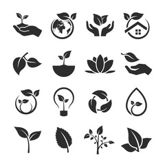set of leaf and nature icons