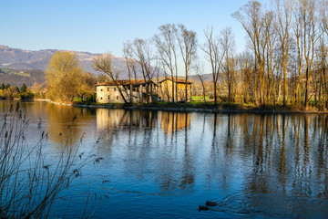 Spring landscape on the Adda river-North Italy