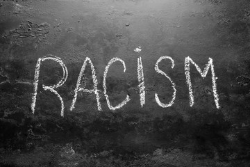 racism inscription on a black background concept Stop racism