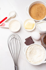 baking tools and products on a white background