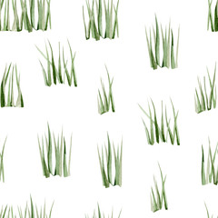 Watercolor seamless pattern landscape grass. Cute background for the textile fabric, wrapping paper, scrapbook.
