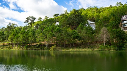  Lake in the city of Dalat between the mountains.
