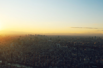 Tokyo city landscape and offices building in Tokyo, Japan.