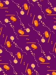 Seamless Party pattern backdrop in purple and orange