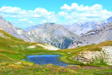 Fototapeta na wymiar lac de montagne et panorama