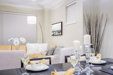 Modern dining room in luxury house.