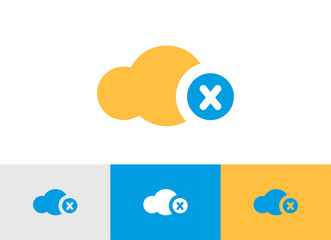 Cloud cross icon. The element of wrong weather sign