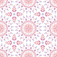 Cute decorative floral pattern. Pink abstract flowers seamless print illustration