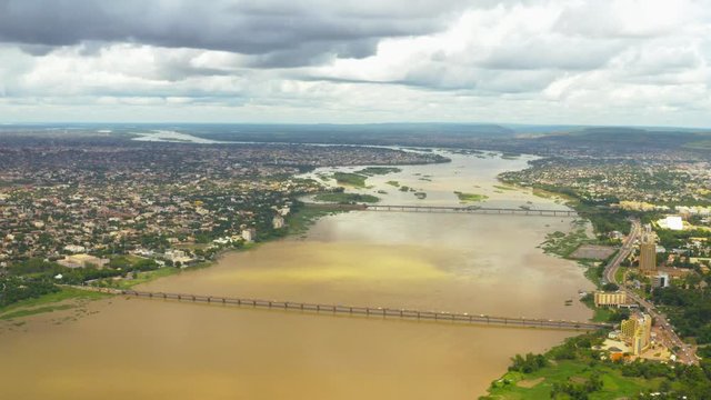 Africa Mali City and River Aerial View 10