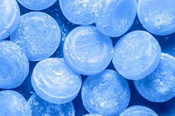 Mint throat candy, classic blue background color
