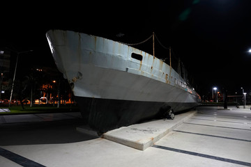 Nostalgic warship in a park