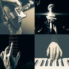Tuinposter 4 musician. guitarist, bassist, vocal, pianist. art filter © princeoflove