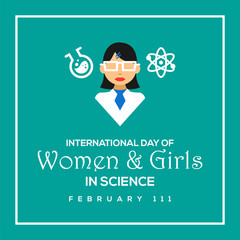 International Day Of Women And Girls In Science Design Vector For Banner or Background