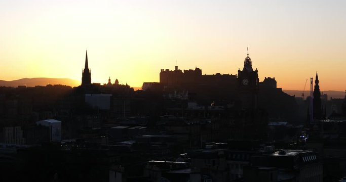 Sunset over Edinburgh city in Scotland