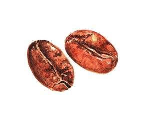 Coffee beans, watercolor (2)