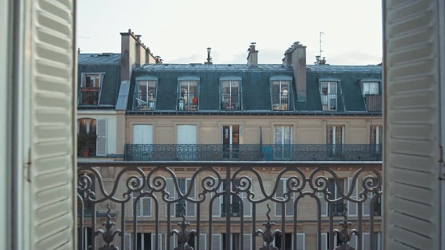 The view from the balcony on the house in Paris
