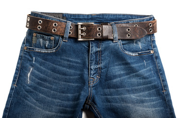 Blue jeans with belt