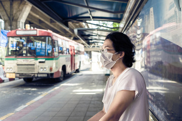 Thai people need to wear a mark to protect themselves from pm2.5 air pollution and hazardous dust