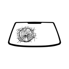 Broken windshield isolated icon on white background.