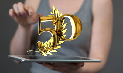 Template 3d  50 Years Anniversary Illustration.