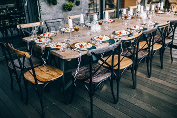 Food on the buffet table, wedding mood, wedding in the open air