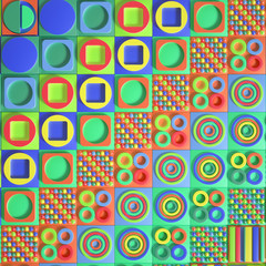 Beautiful colorful vibrant pattern. 3d illustration, 3d rendering.